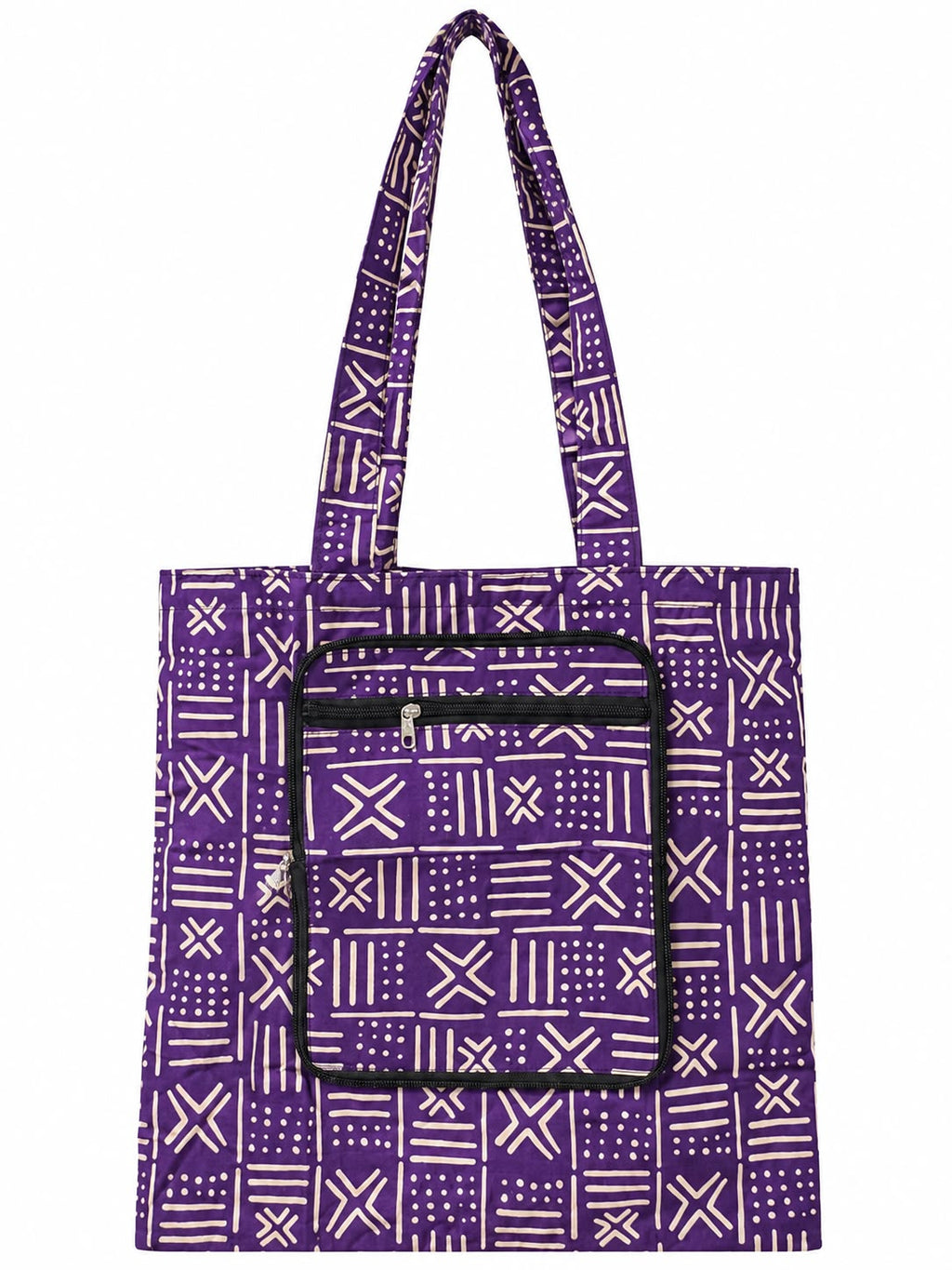 African-Print Shopping Bag — Kumasi Purple