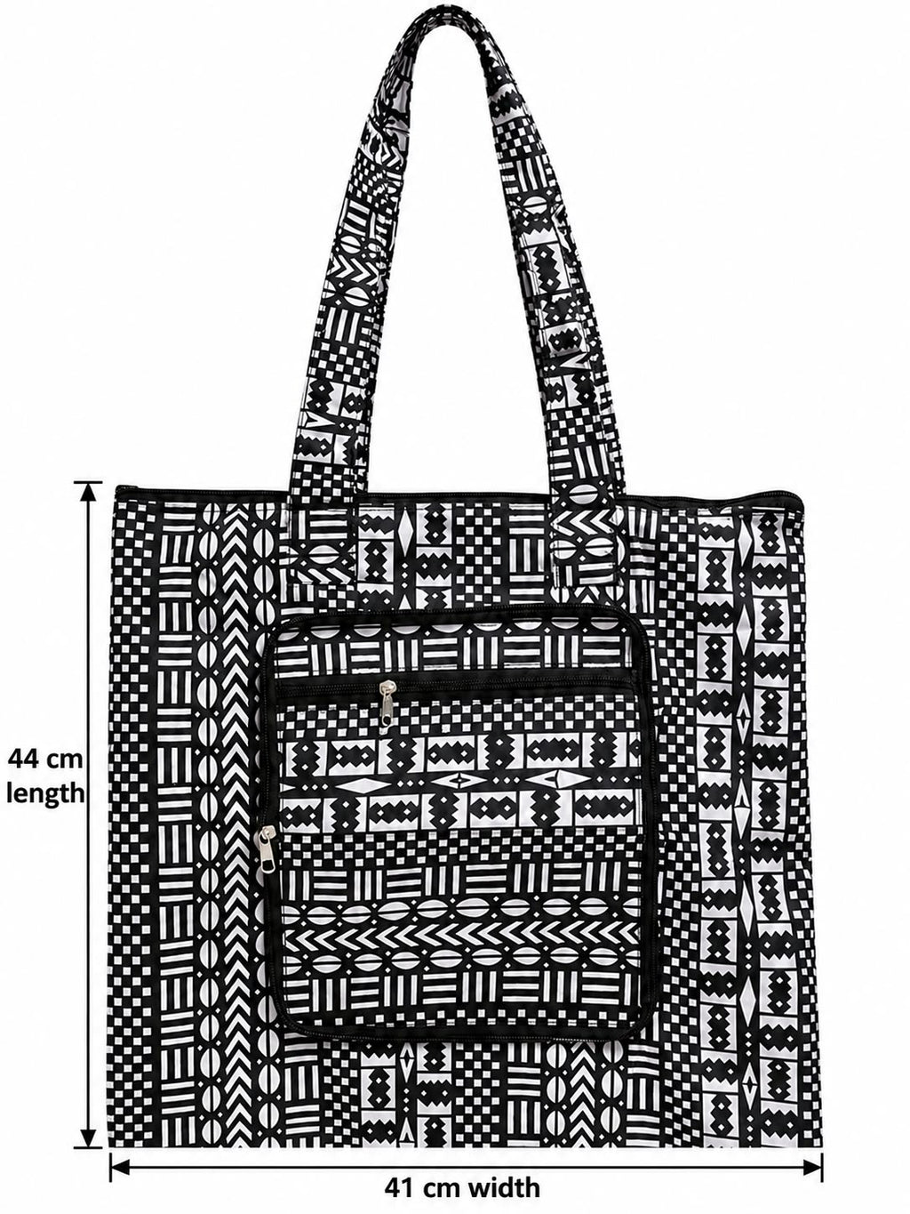 Ananse Weave shopping bag measuring 41 cm wide and 44 cm tall excluding handles
