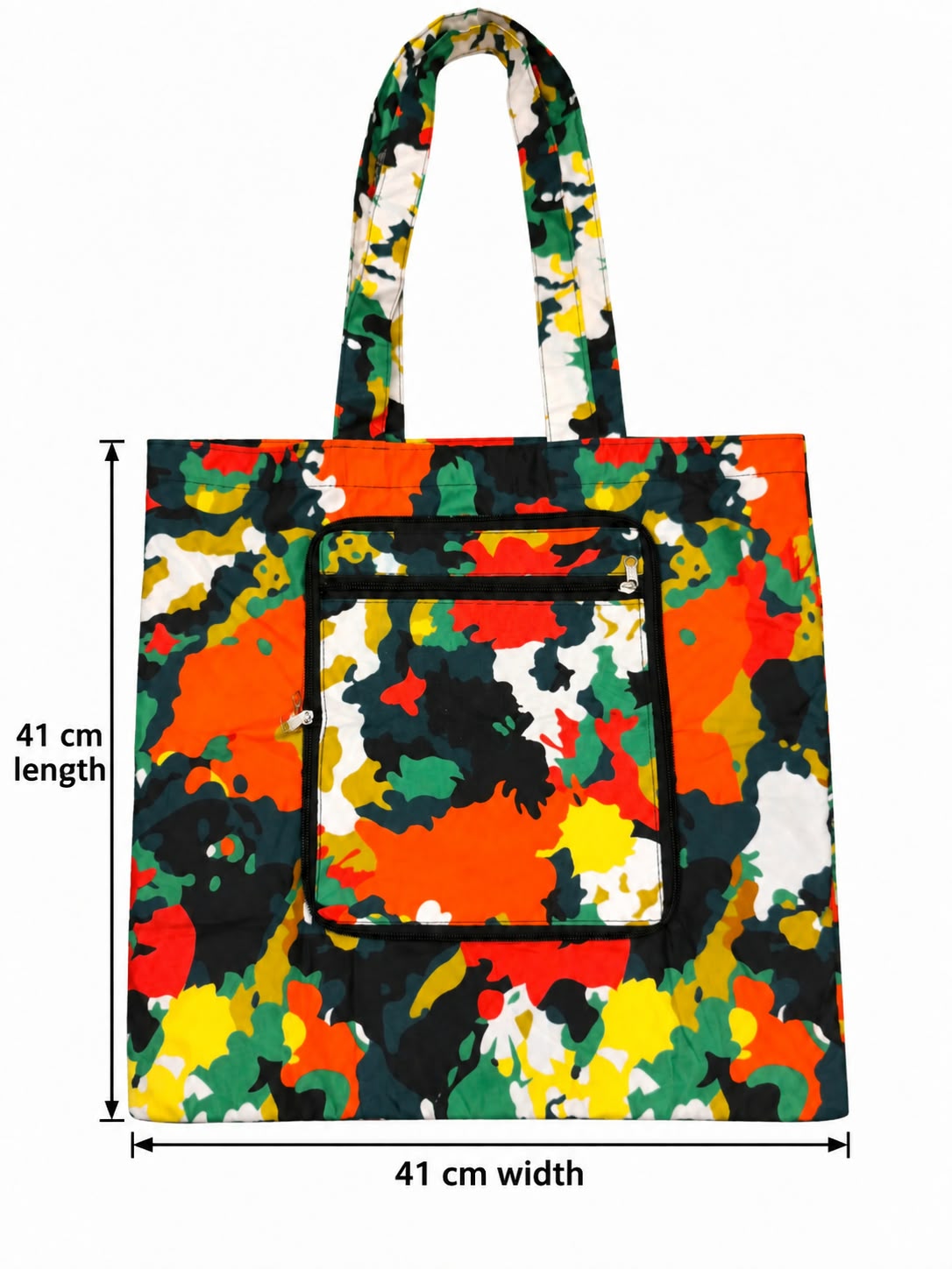 Aburi Bloom shopping bag measuring 41 cm wide and 41 cm tall excluding handles
