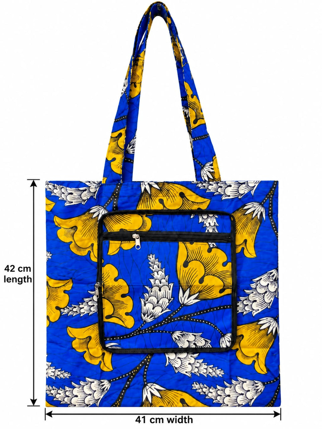 Gold Coast Lilies shopping bag measuring 41 cm wide and 42 cm tall excluding handles
