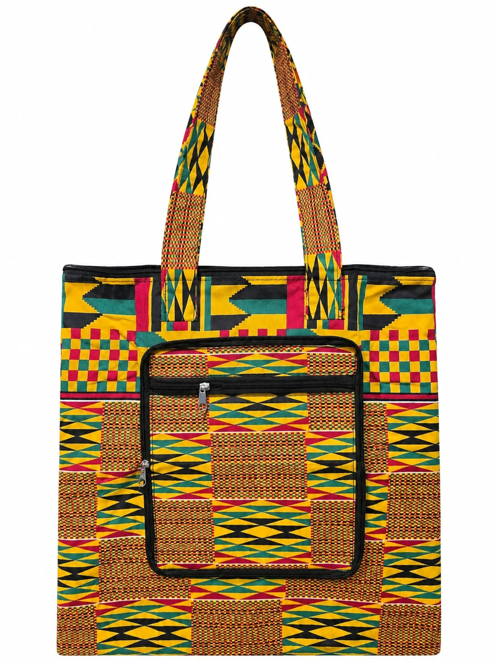 African-Print Shopping Bag — Kente Sunrise