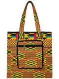African-Print Shopping Bag — Kente Sunrise