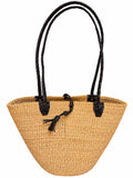 Golden Simplicity woven African basket with long black handles