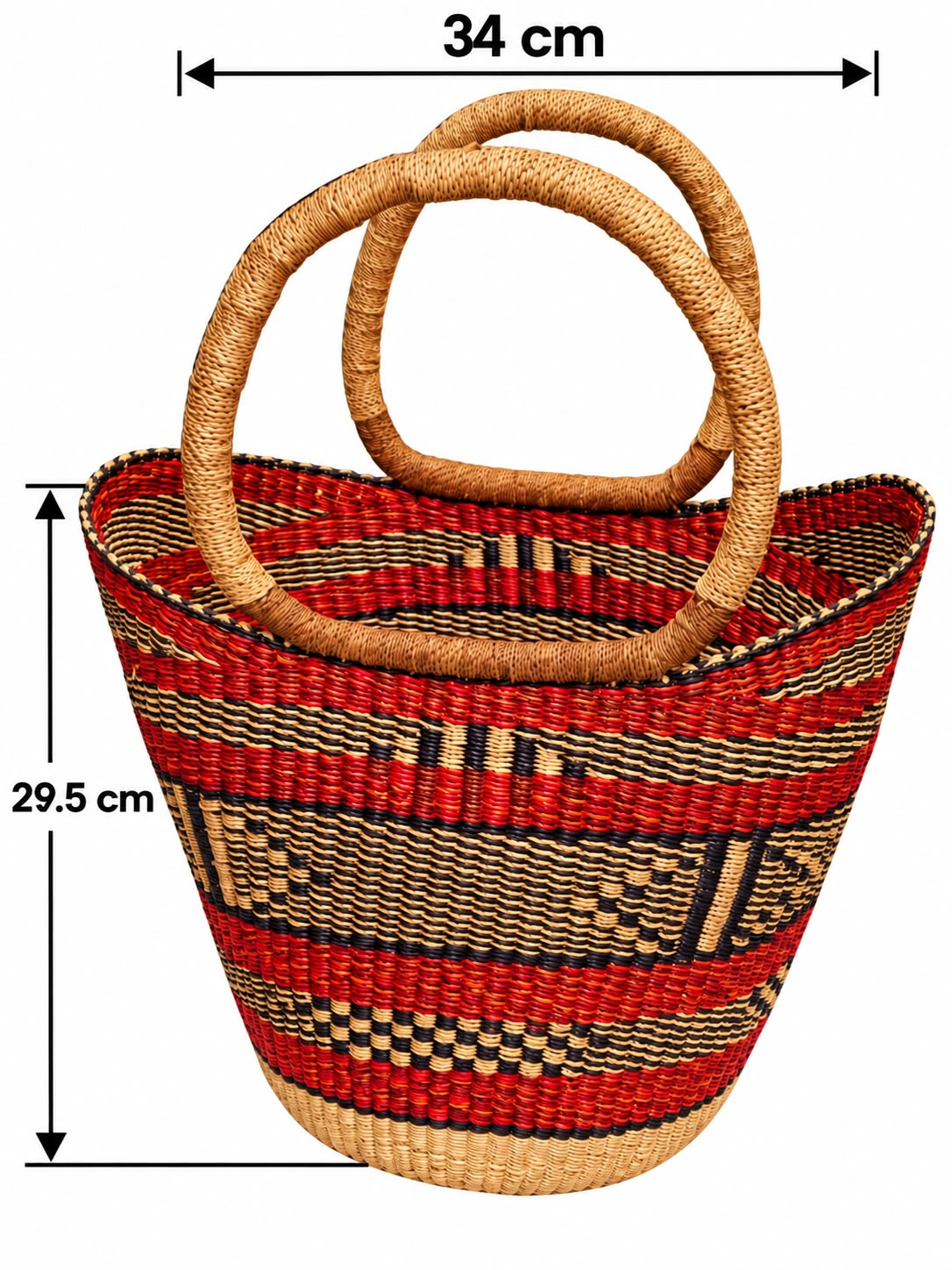 Ashanti Ember medium basket with dimensions 34 cm wide and 29.5 cm tall