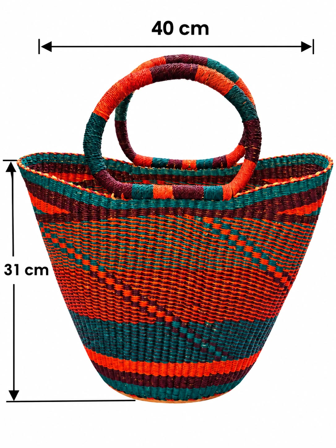 Ada Foah Sunset medium basket with dimensions 40 cm wide and 31 cm tall