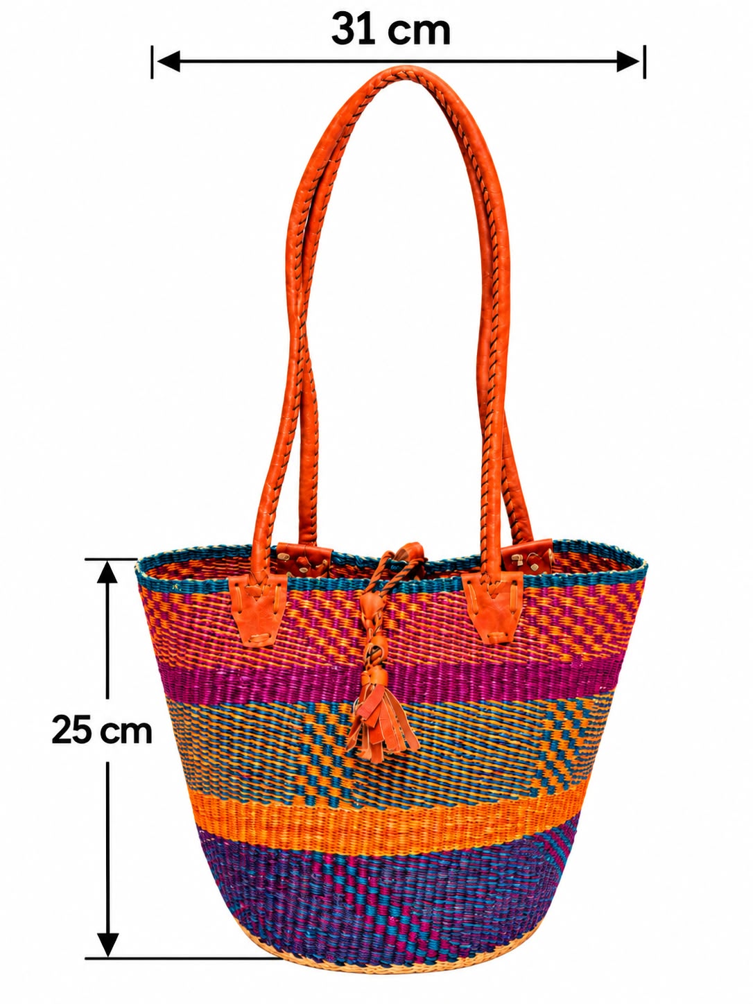 Kakum Sunrise small basket with dimensions 31 cm wide and 25 cm tall