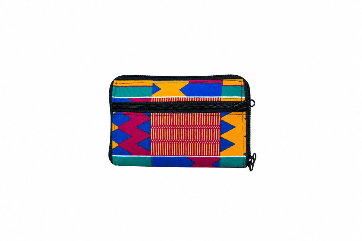 Kumasi Carnival shopping bag folded into its compact zipped pouch