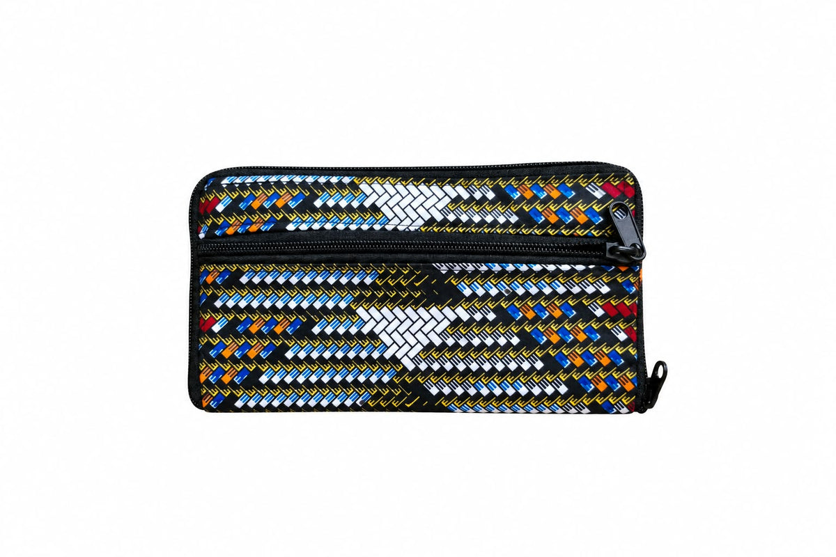 Tamale Mosaic shopping bag folded into its compact zipped pouch