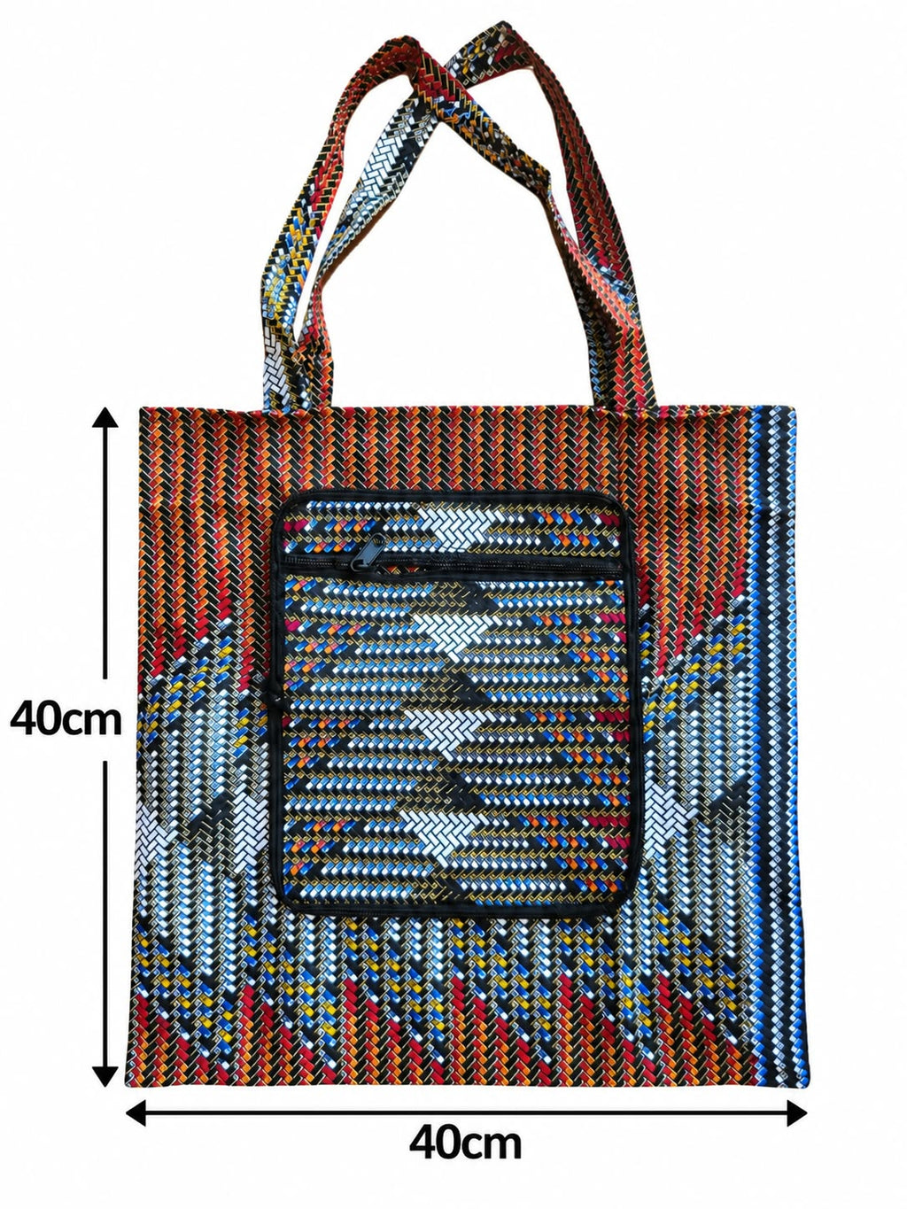 Tamale Mosaic small bag measuring 40 cm wide and 40 cm tall excluding handles