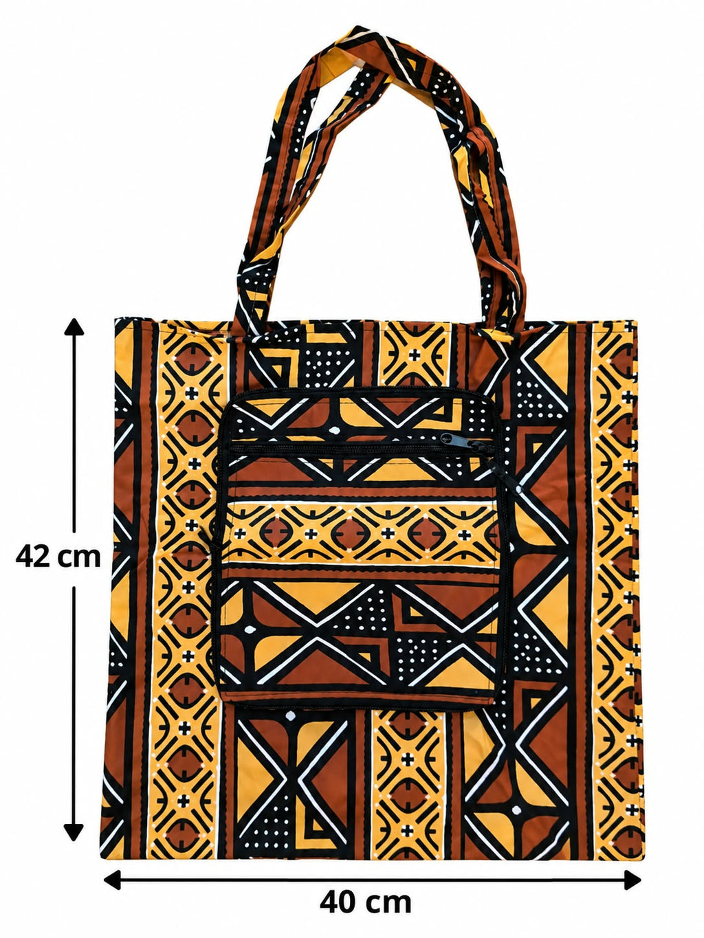 Cape Coast Amber small bag measuring 40 cm wide and 42 cm tall excluding handles