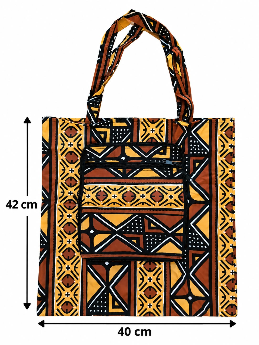 Cape Coast Amber small bag measuring 40 cm wide and 42 cm tall excluding handles