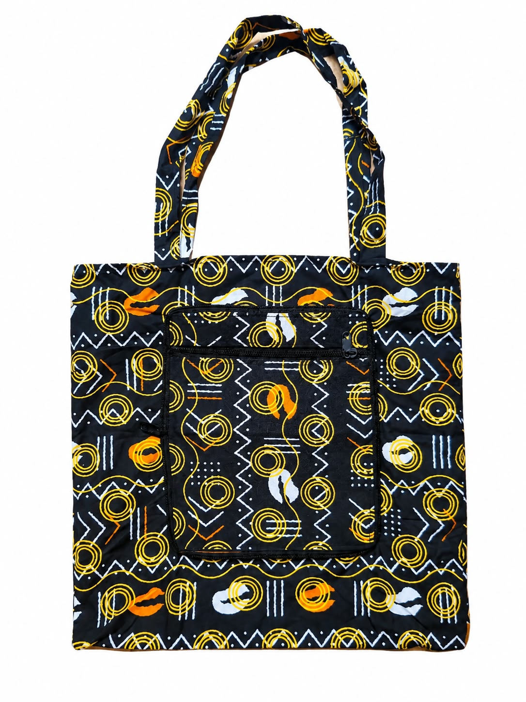 Golden Rhythm African-print shopping bag unfolded