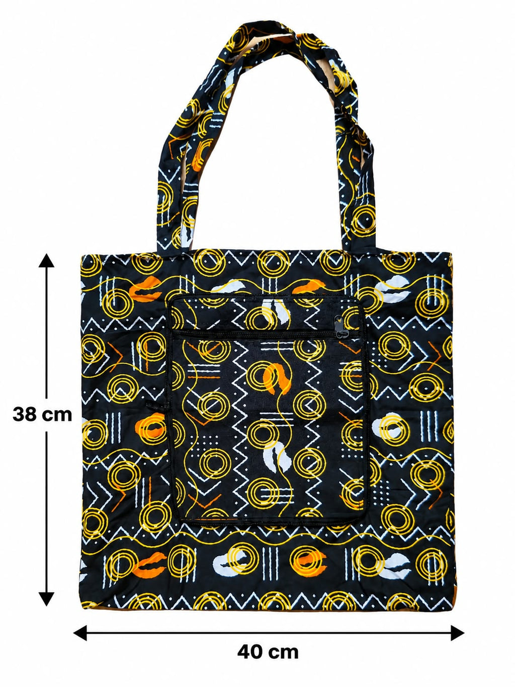 Golden Rhythm bag measuring 40 cm wide and 38 cm high