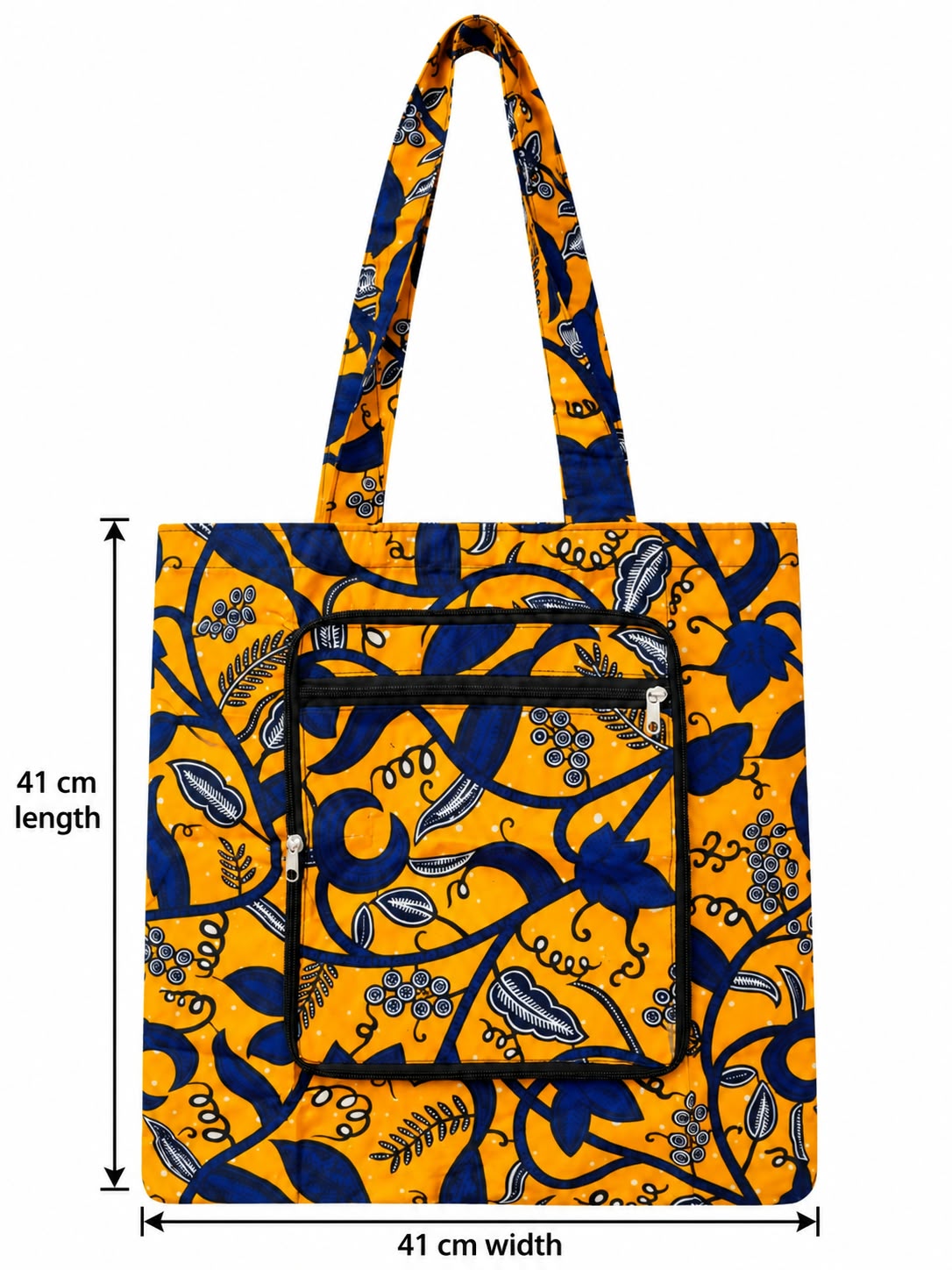 Adepa Vines shopping bag measuring 41 cm wide and 41 cm tall excluding handles